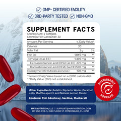 Close-up of CoQ10 and Omega-3 capsules