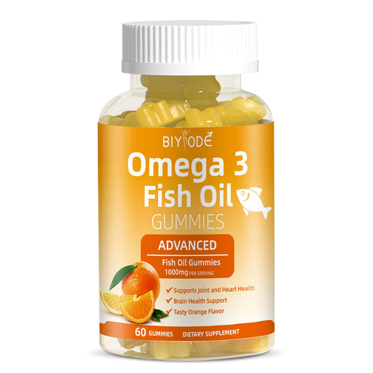 Omega-3 Fish Oil Gummies bottle label shows 1000mg per gummy