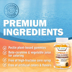 High absorption formula badge on Omega 3 gummies packaging