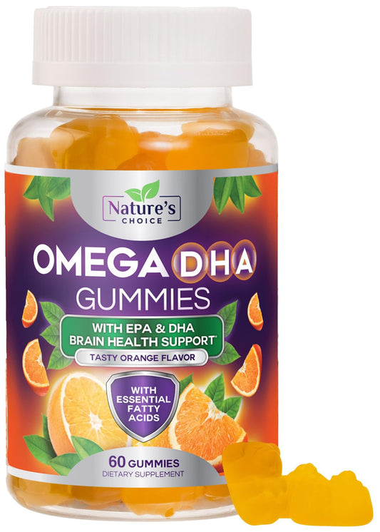 Orange-flavored Omega-3 Fish Oil Gummies bottle with 60 count