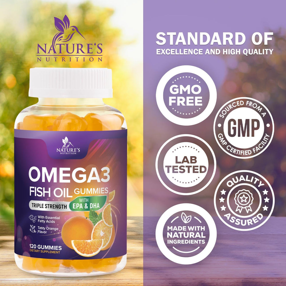 Close-up of Omega 3 Fish Oil Gummies packaging