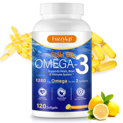Omega-3 fish oil bottle with lemon flavor