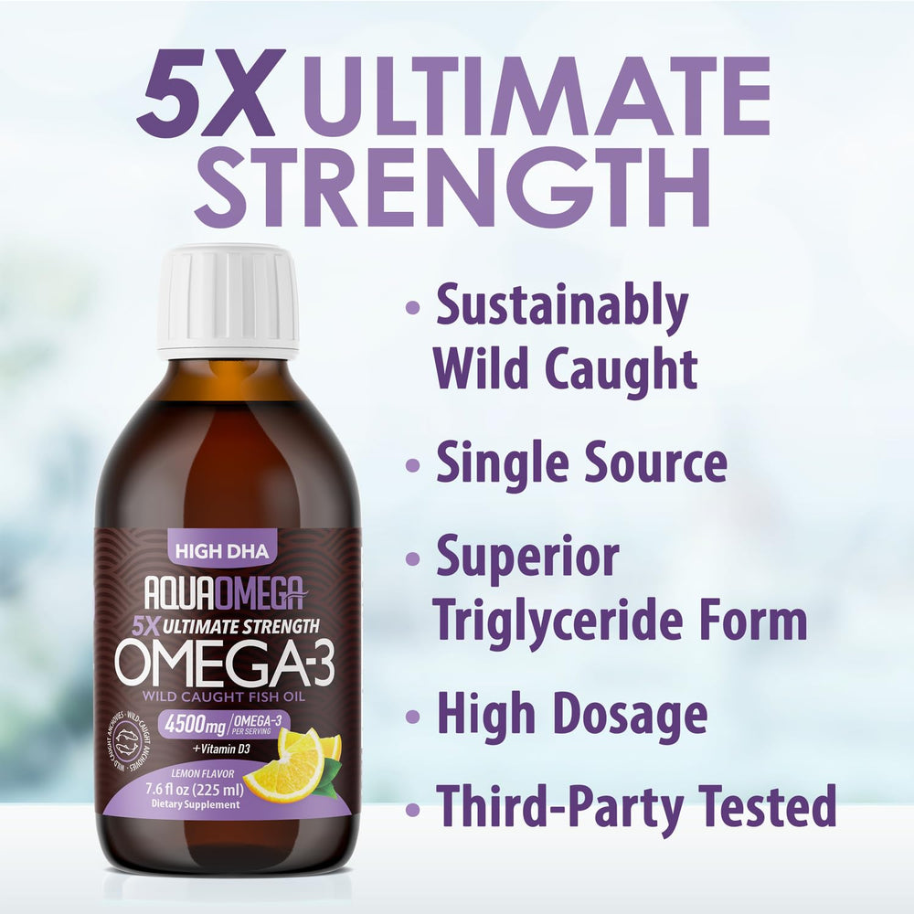Vitamin D enhanced omega-3 liquid bottle label