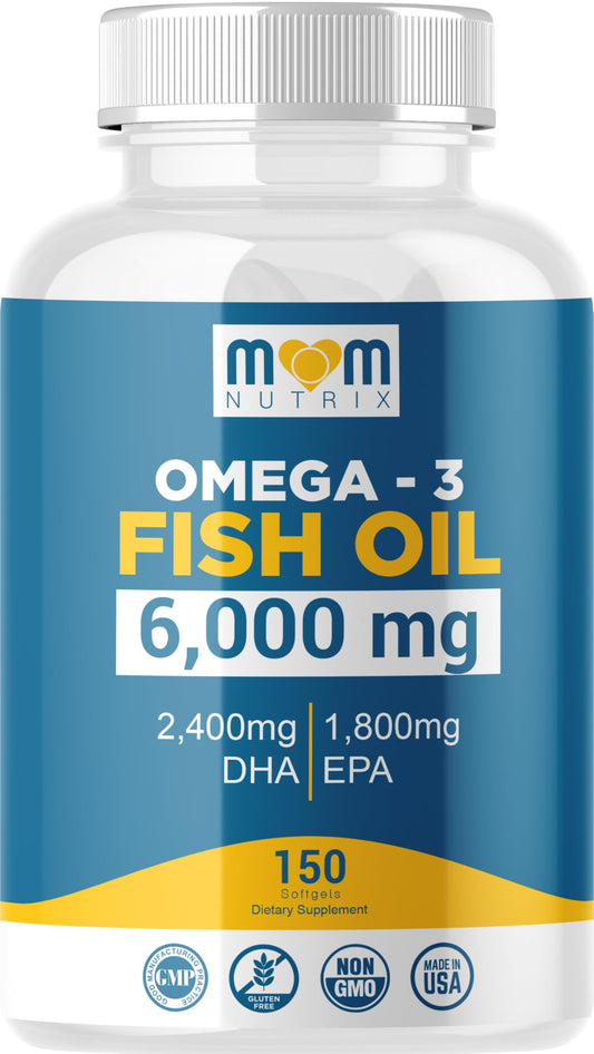 MOM NUTRIX Omega-3 Fish Oil bottle – 150 softgels with Maximum EPA/DHA