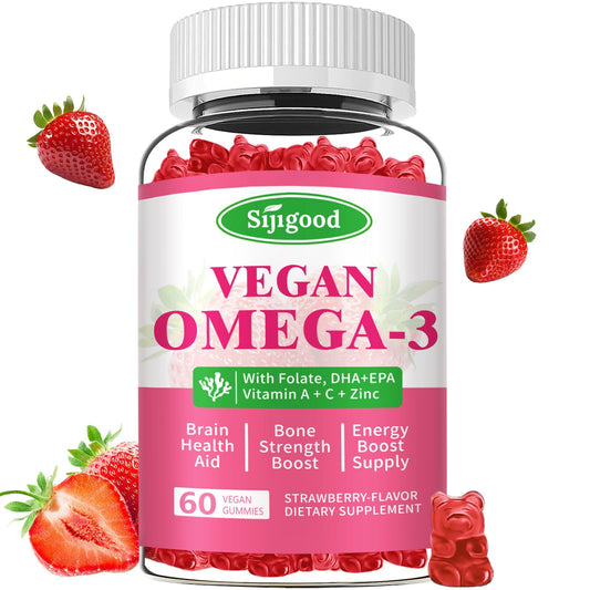Bottle of Omega-3 Gummies with strawberry flavor