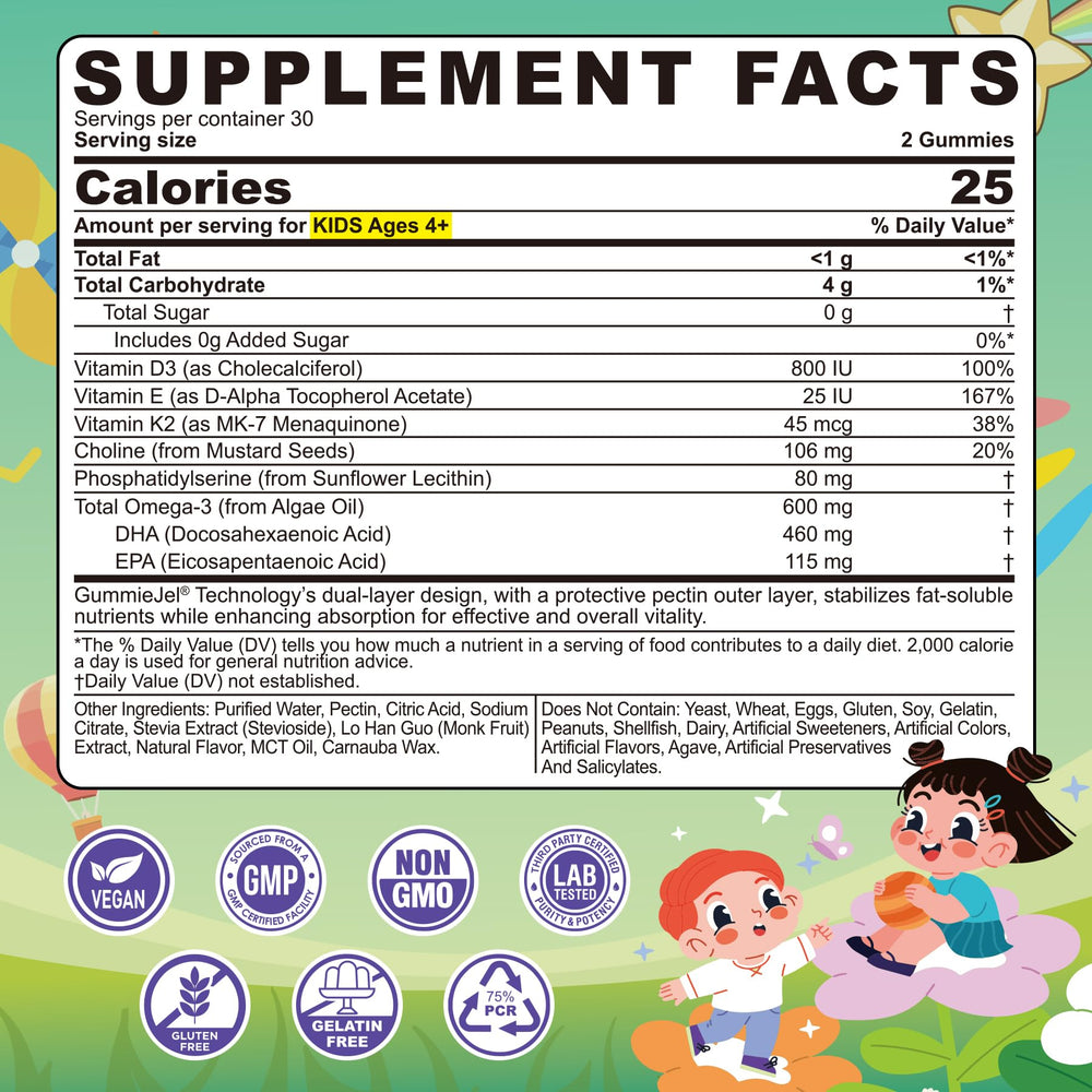 Close-up of lemon-flavored omega-3 gummies for kids (60 count)