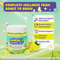 Zero sugar lemon-flavored omega-3 gummies for kids
