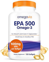 OmegaVia EPA 500 bottle and 120 softgels