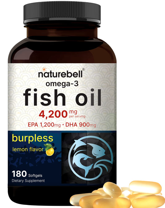Omega-3 fish oil 4200mg burpless softgels with lemon flavor