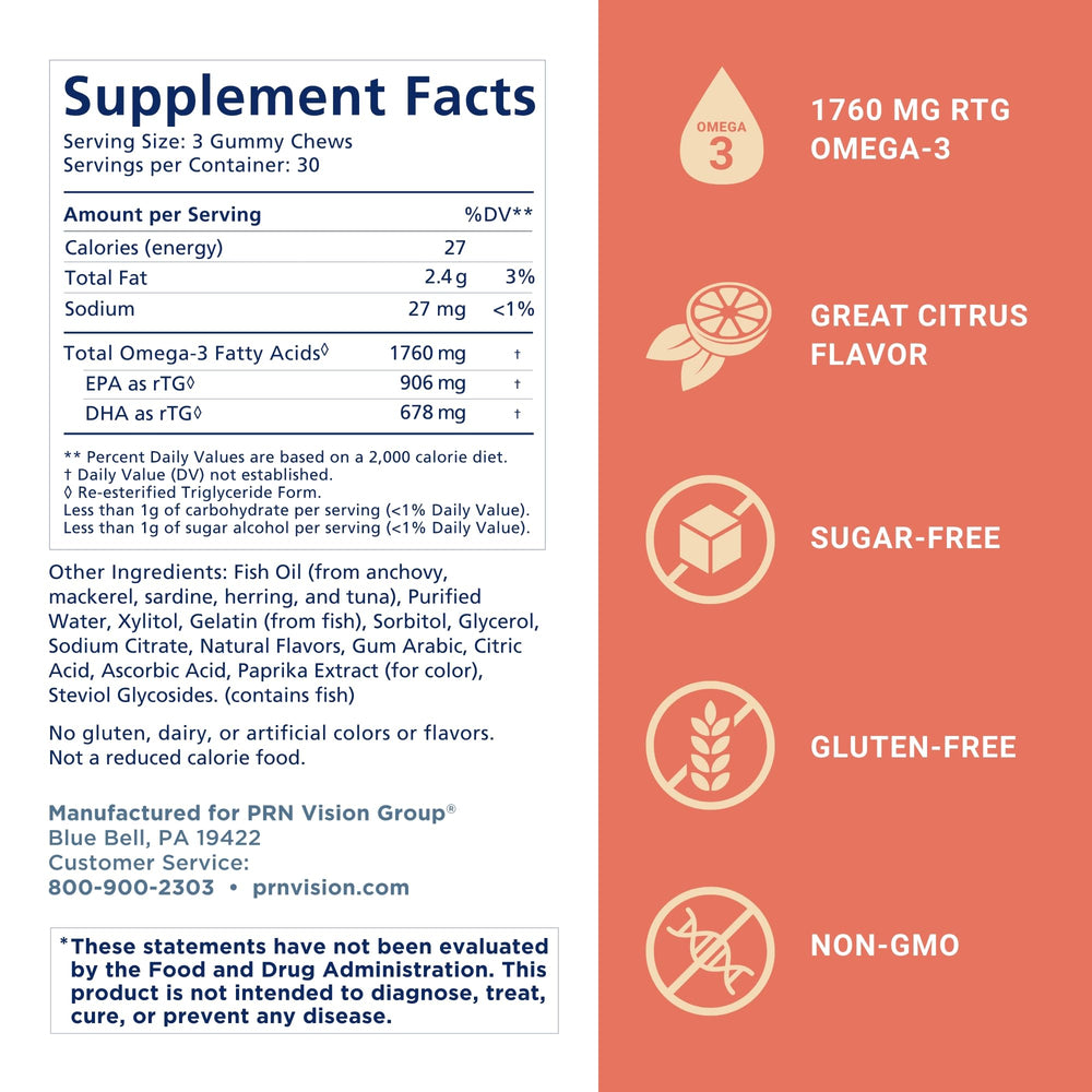 Omega 3 Gummy Chewables bottle with citrus flavor