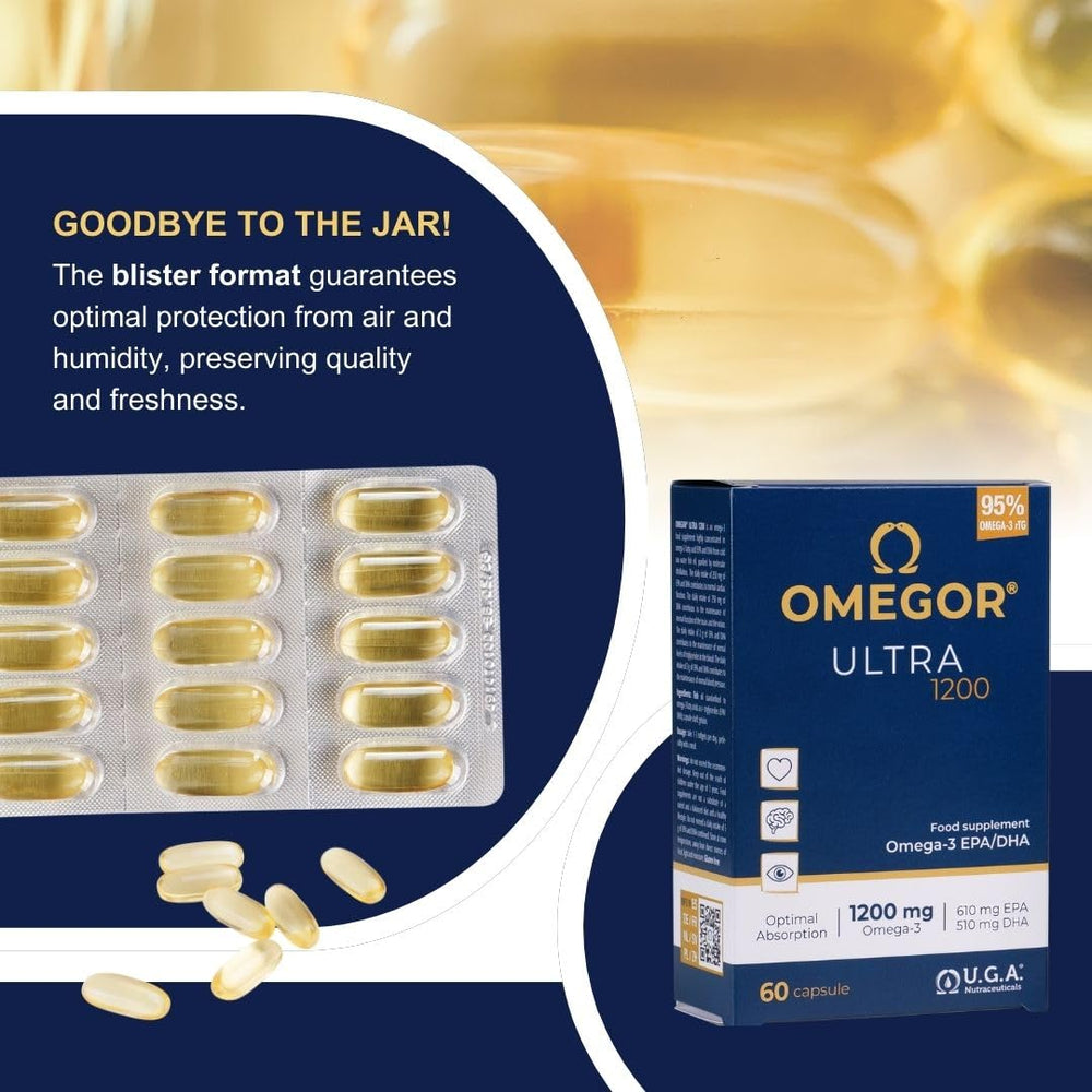 Brain and vision health icons with Omega-3