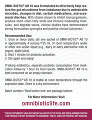 Ingredients and probiotic strains of AB 10