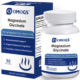 Front view of OMOGS Magnesium Glycinate 90 Veg Capsules bottle
