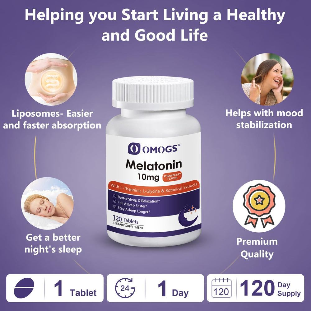 Ingredient lineup: L-Theanine, L-Glycine, chamomile, lemon balm on OMOGS label