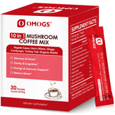 OMOGS Mushroom Coffee hero image showing 10-in-1 extract blend
