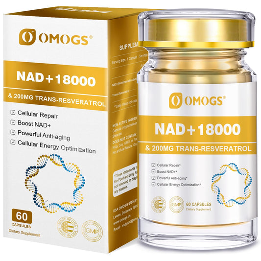 OMOGS NAD+ 300 mg + Trans-Resveratrol 200 mg bottle, 60 capsules