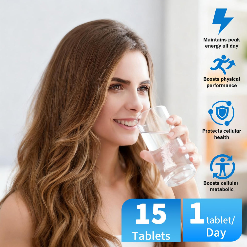 Compact bottle with 15 tablets for on-the-go hydration
