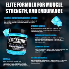 On-the-go chew—4 gummies equal 5g creatine per serving