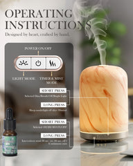 Diffuser releasing mist with three ambient light options