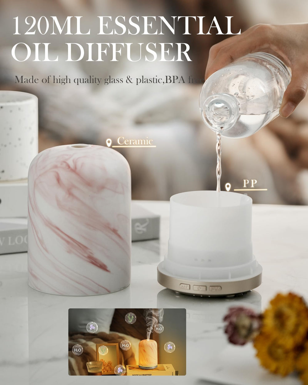Minimalist ceramic diffuser design in a home setting