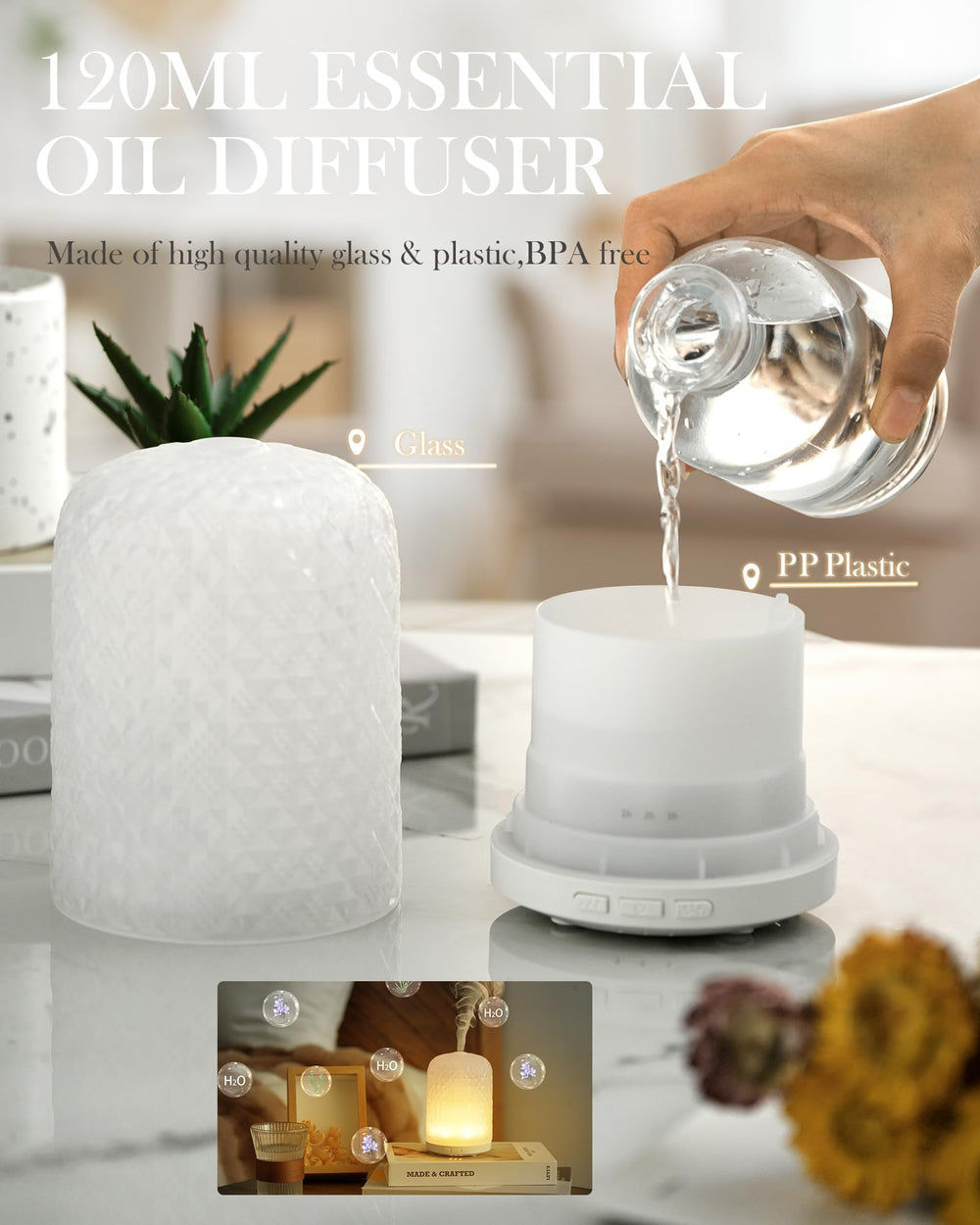 Cozy home office setup with Onaboviva diffuser