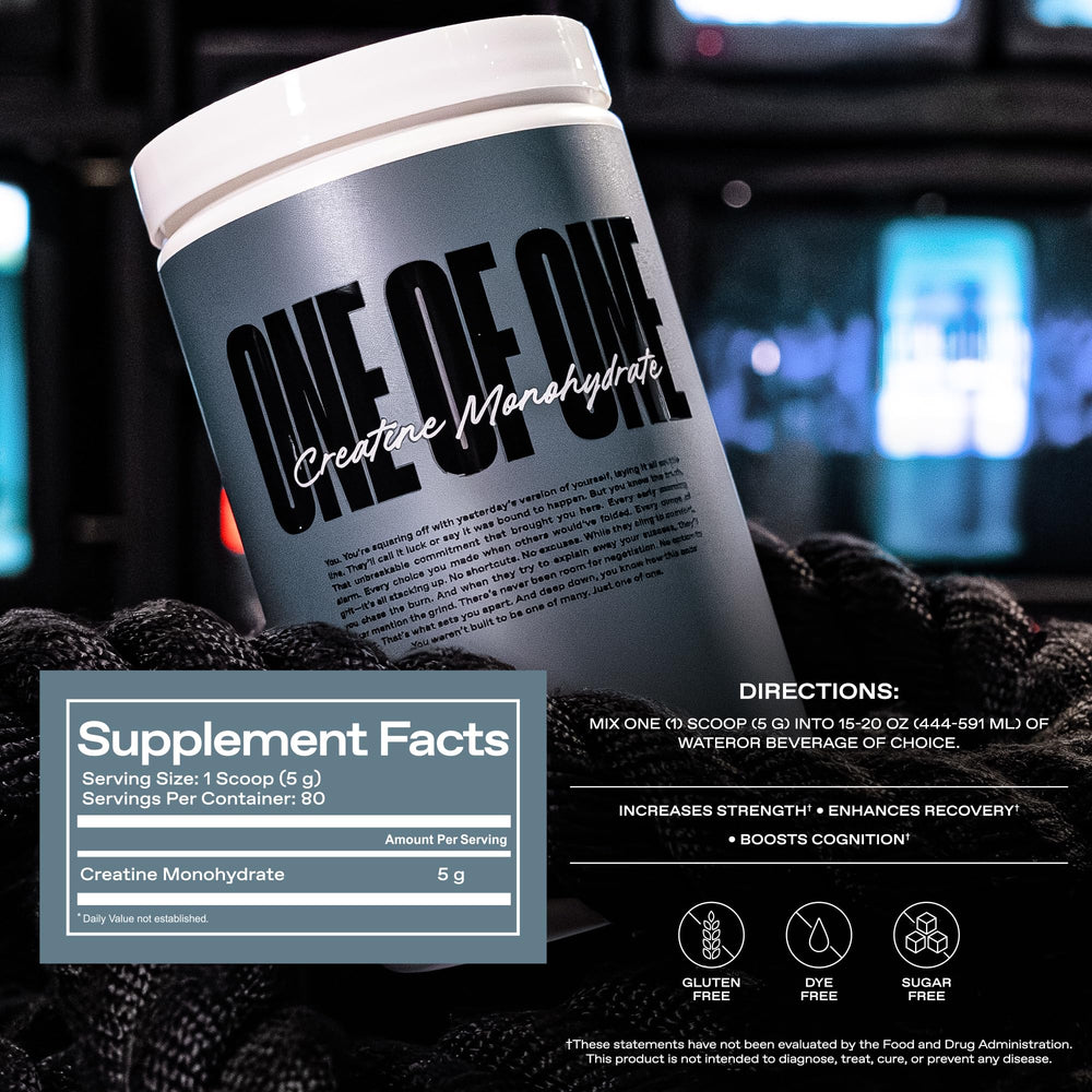 Ingredients panel for ONE OF ONE Creatine Monohydrate Powder