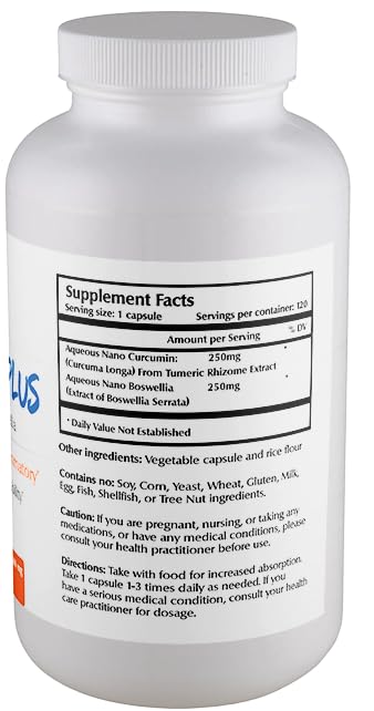 Close-up of Nano Curcumin Plus capsules highlighting nano particle technology.
