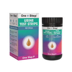 Product image: One Step Protein Urine Testing Kit box and 100 test strips