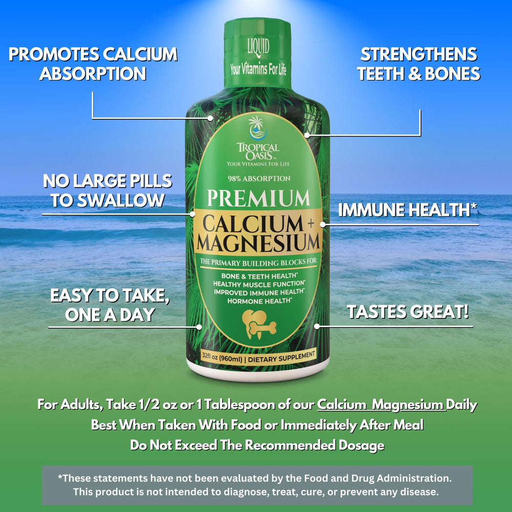 One tablespoon daily serving of liquid calcium magnesium