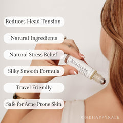 Onehappykale roller application point showing precise, mess-free headache relief