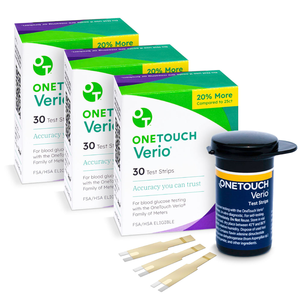 OneTouch Verio test strips value pack front view for quick home glucose checks