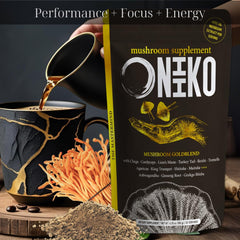 Prepared smoothie featuring Oniiko mushroom powder