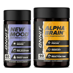 ONNIT Alpha Brain and New Mood Bundle – 90ct Alpha Brain and 60ct New Mood bottles