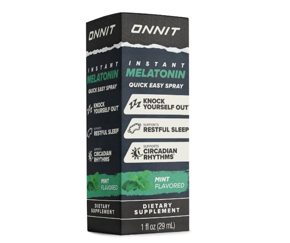 Hand holding ONNIT Melatonin spray demonstrating application