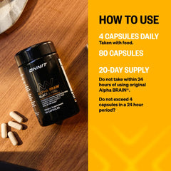 Alpha Brain Black Label 80ct bottle on a surface