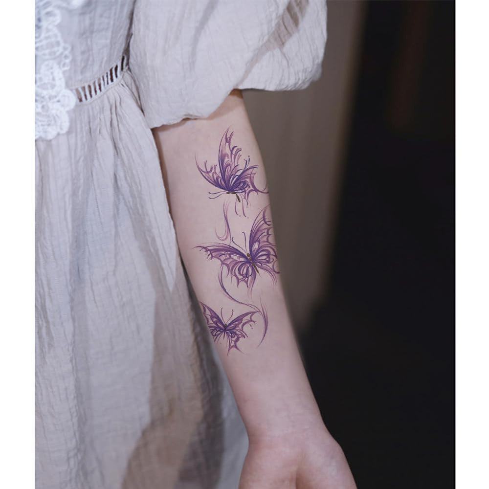 Oottati red blue purple tattoo sheets on arm for colorful accents