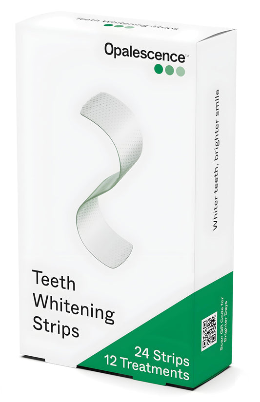 Opalescence Teeth Whitening Strips box showing 12 treatments label