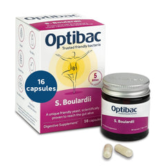 Bottle of OptiBac Probiotics Saccharomyces boulardii 16 capsules
