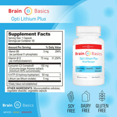 Key ingredients: lithium orotate, vitamin B12, 5-HTP, B6, and Curcumin (C3)