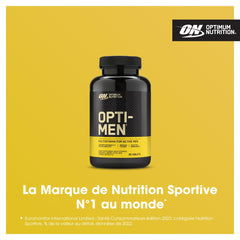 Close-up of Opti-Men bottle label showcasing 90 tablets