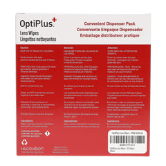 Display of OptiPlus lens wipes with quick-dry texture