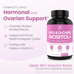 Close-up of supplement bottle highlighting hormonal balance benefits