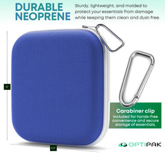 Blue neoprene pouch with secure zipper for OPTIPAK kit