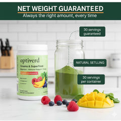 Greens powder suitable for smoothies and beverages