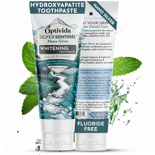 OPTIVIDA fluoride-free nano hydroxyapatite toothpaste with colloidal silver and xylitol in 4oz