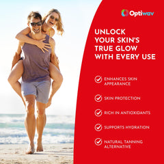 Back label showing nutrition and ingredients of OptiWav Tanning Gummies