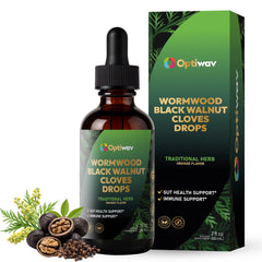 Optiwav Wormwood Black Walnut Cloves Drops bottle - front view