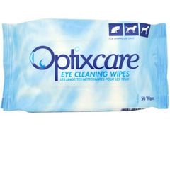 Optixcare Eye Cleaning Wipes 50ct Pack product image showing soft, moistened wipes for pet eye care