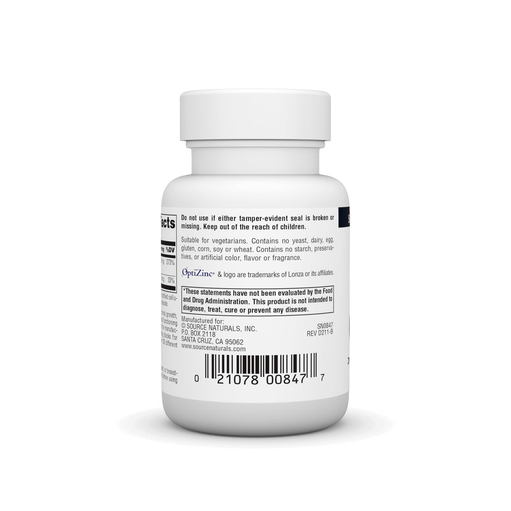 Packaging of Source Naturals OptiZinc 60 tablets