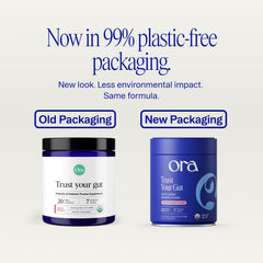 Ora Organic powder texture close-up highlighting fine mixable consistency